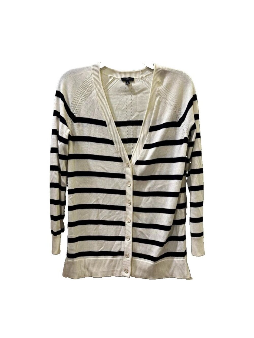 Talbots striped button close cardigan nautical peppy style size Petite